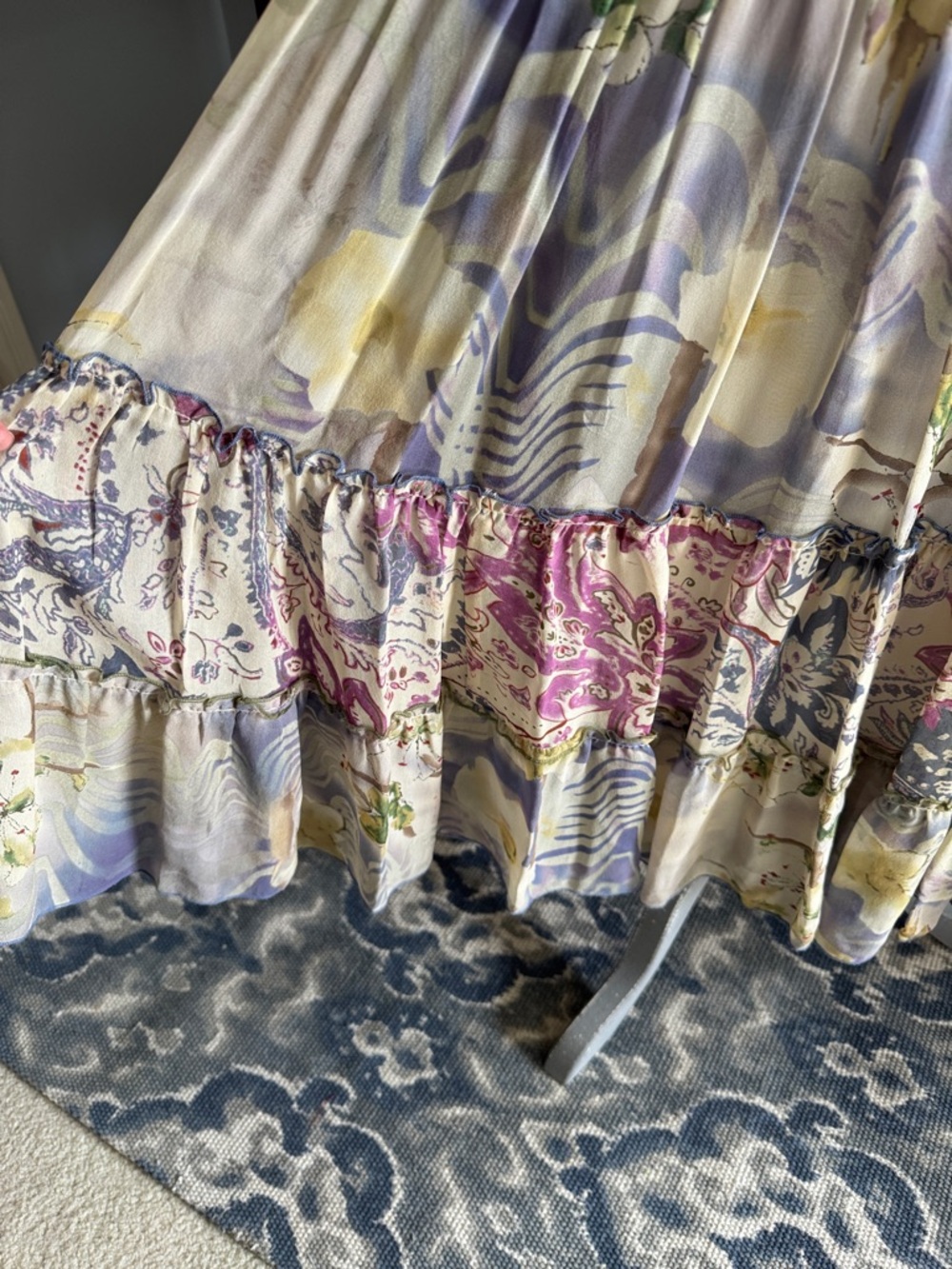CAbi Silk Tiered Peasant Boho Maxi Skirt Size Small #237 - Picture 4 of 8